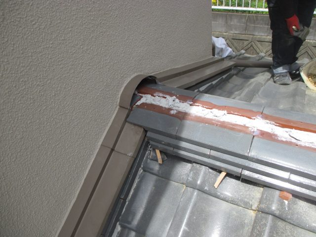 稲美町の棟下瓦土台成型